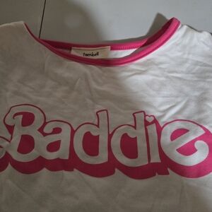 White and Pink 'Baddie' Tee